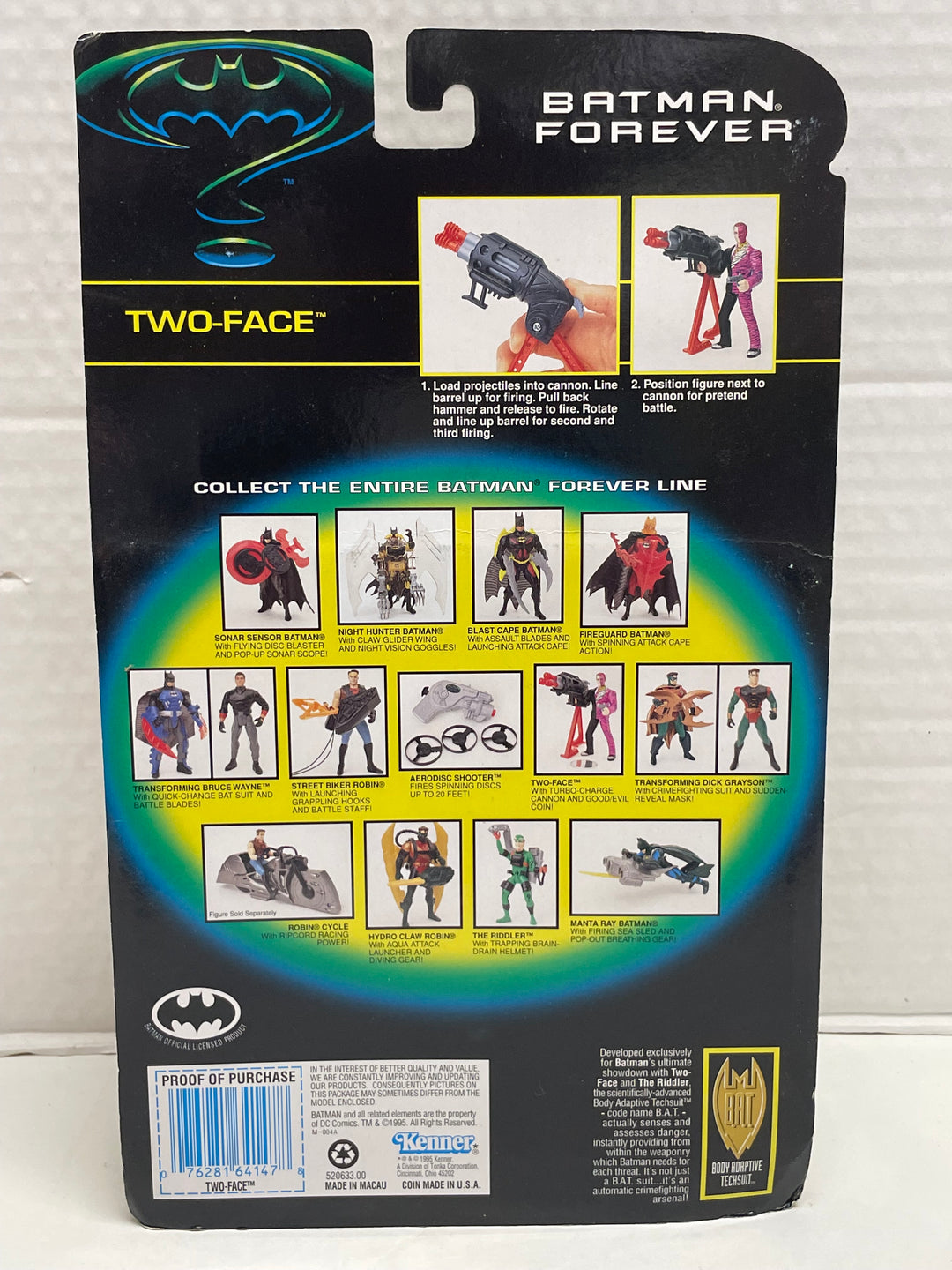 Batman Forever Two-Face Action Figure w/ Turbo Charge Cannon & Coin MOC Kenner 1995