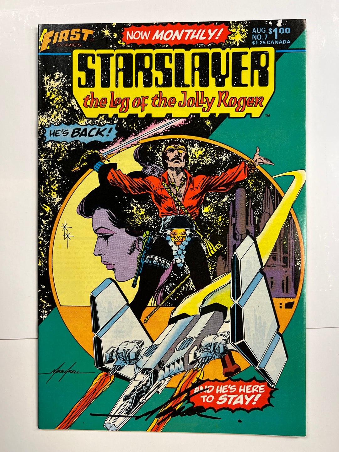 Starslayer #7 signed Mike Grell Pacific 1982 F/VF
