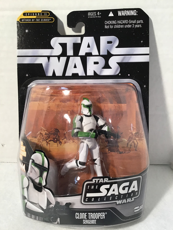 Star Wars II: Attack of the Clones Clone Trooper Sergeant #060 Saga Collection with Hologram FigureHasbro 2006 SEALED MOC