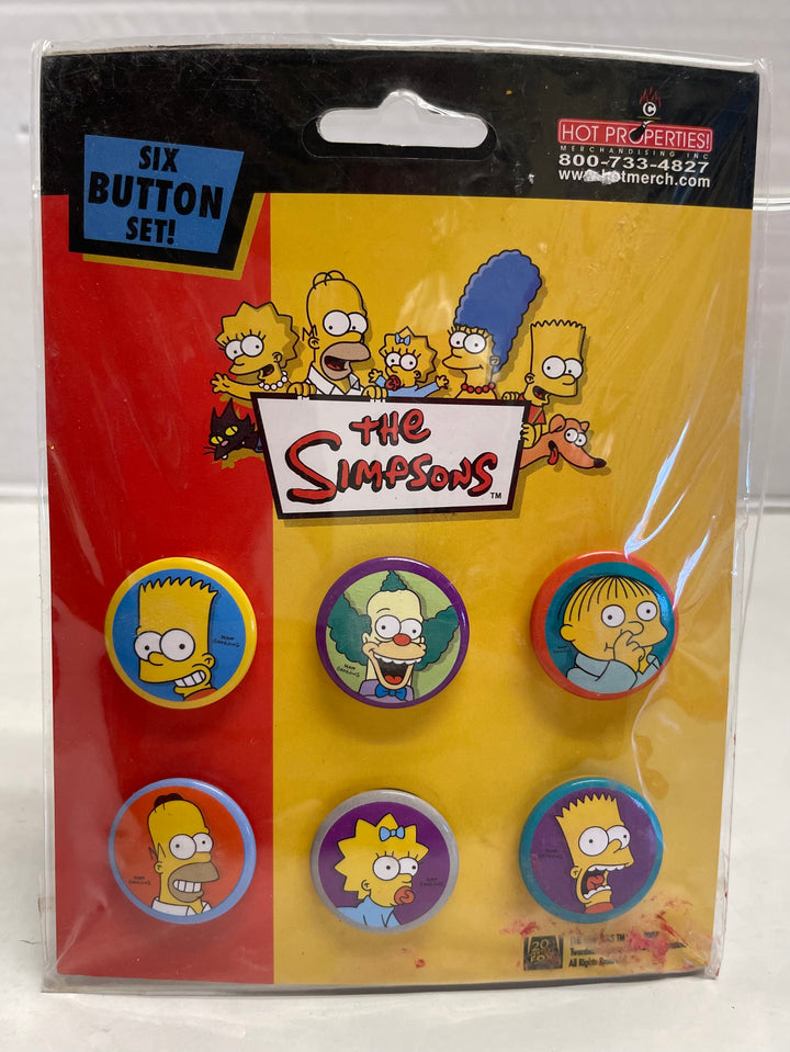 The Simpsons Six-Button Set Hot Properties 20th Century Fox New in Sealed Bag 2007