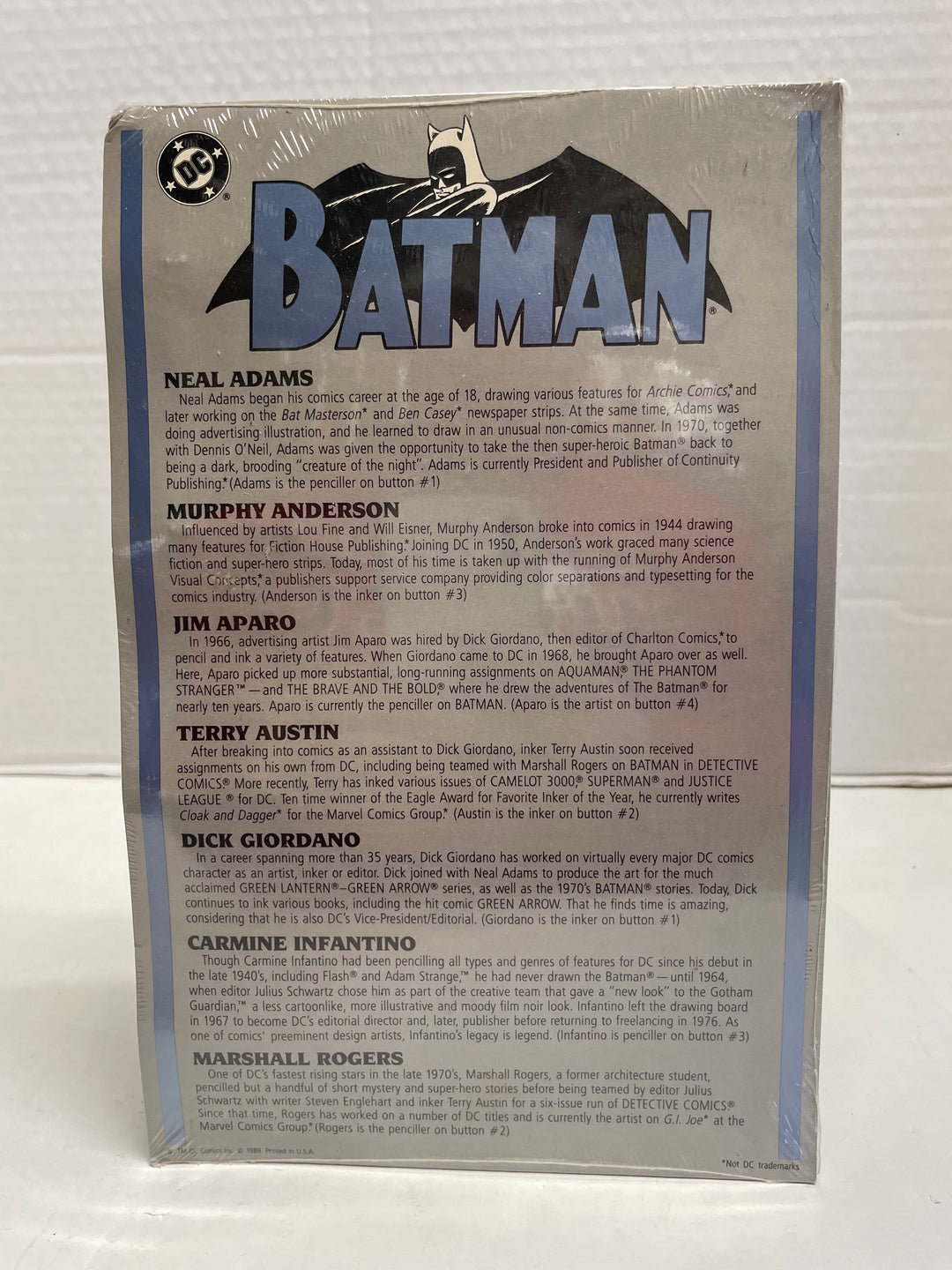 Batman 6 Button Collection 1939-1989 DC Comics New on Sealed Board