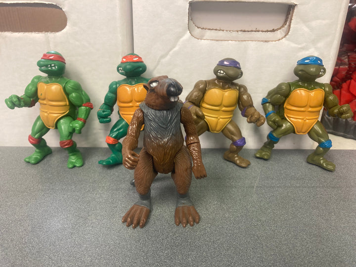 TMNT 5 figures vintage 1988 4 turtles and Splinter Playmates