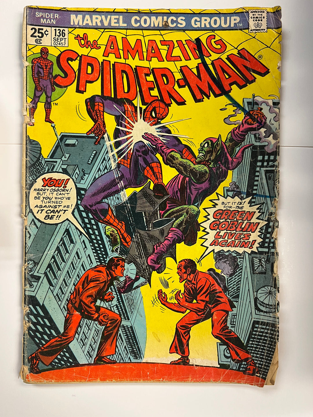Amazing Spider-Man #136 1st App Harry Osborn as Green Goblin Marvel 1974 FR
