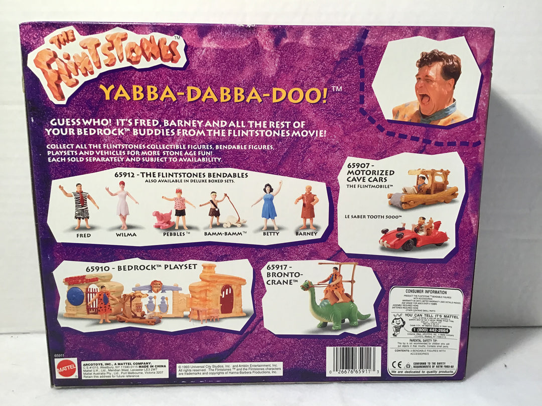 The Flinstones Movie Fred, Wilma, & Pebbles Bendable Figures Mattel 1993 NIB NEW