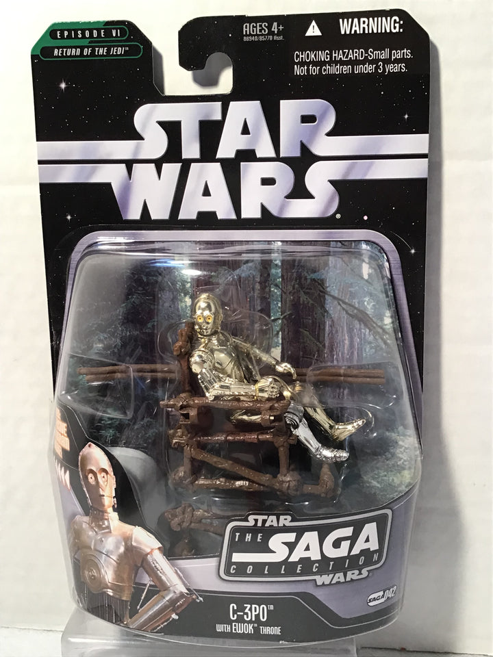 Star Wars VI: Return of Jedi C-3Po with Ewok Throne #042 Saga Collection w/ Hologram Figure MOC