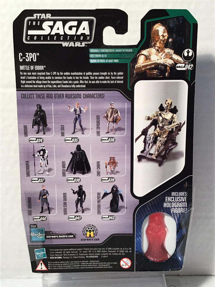 Star Wars VI: Return of Jedi C-3Po with Ewok Throne #042 Saga Collection w/ Hologram Figure MOC