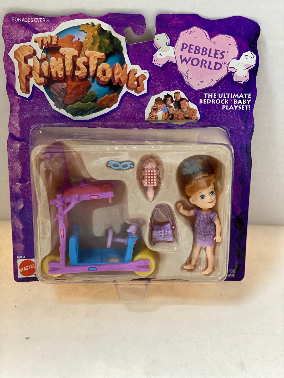 The Flintstones Pebbles' World Ultimate Bedrock Baby Playset 1993 Mattel Sealed on Card
